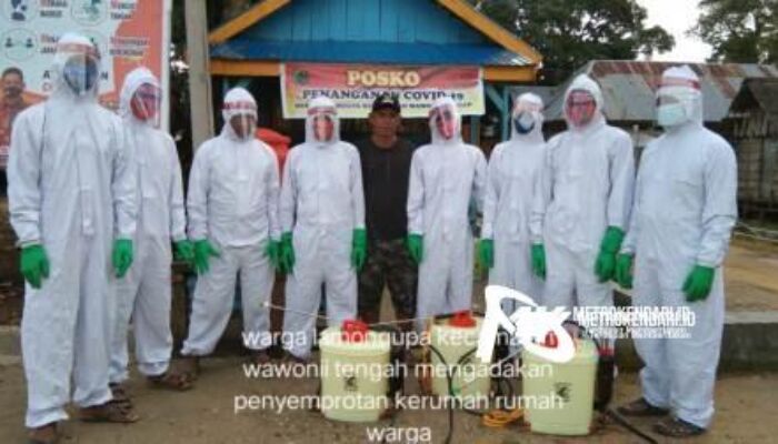 Cegah Covid-19, Pemdes Lamongupa Lakukan Penyemprotan Disinfektan Tahap II