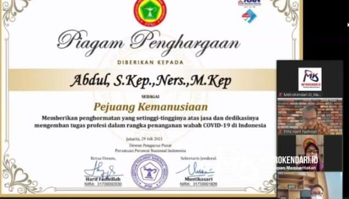 DPP PPNI Beri Penghargaan 3 Perawat Sultra yang Wafat Dalam Tugas Covid-19