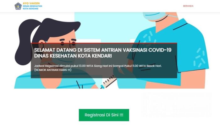 Mau Vaksin? Daftar Sekarang Melalui Portal Web ayovaksindinkeskdi.id