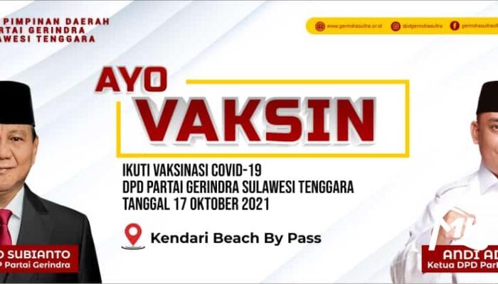 Bantu Pemerintah Atasi Covid-19, Gerindra Sultra Akan Gelar Vaksinasi di Kendari Beach