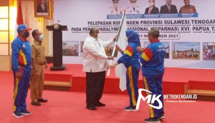 Ali Mazi Resmi Lepas 27 Atlet Sultra Bertanding di PEPARNAS XVI Papua 2021