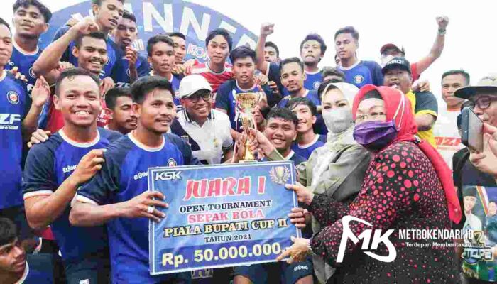 Tumbangkan Bhayangkara FC, Tim UHO MZF Juarai Bupati Cup Konawe 2022