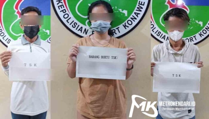 Seorang Gadis dan Dua Pria di Unaaha  Ditangkap Polisi Saat Hendak Nyabu di Hotel