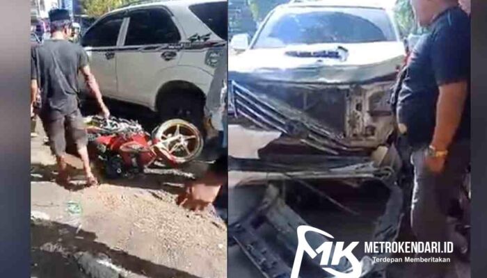 Tragis, Pengendara Motor Terlempar Ditabrak Mobil Fortuner di Kolaka