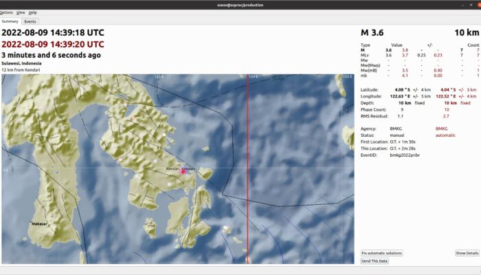 BREAKING NEWS: Gempa Bumi 3,6 SR Guncang Wilayah Kota Kendari