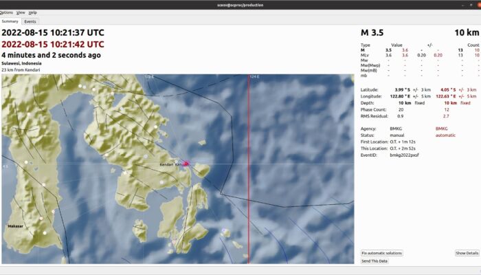 BMKG Deteksi Gempa Bumi Terjadi di Moramo Utara Berkekuatan 3,6 SR