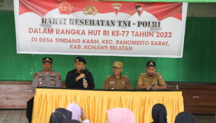 Sambut HUT RI ke-77, TNI-Polri di Sultra Gelar Bhakti Sosial dan Pengobatan Gratis