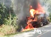 Truk Dinas PU Ludes Terbakar di Jalan Trans-Sulawesi Konawe, Sopirnya Kabur