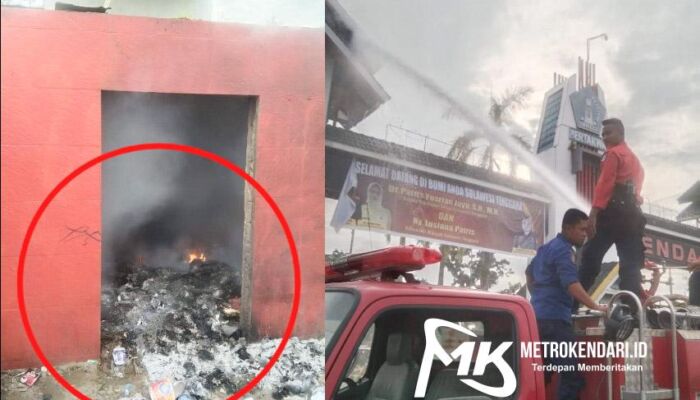 Gerbang Ranomeeto-Kendari Terbakar, Diduga Akibat Ada yang Bakar Sampah