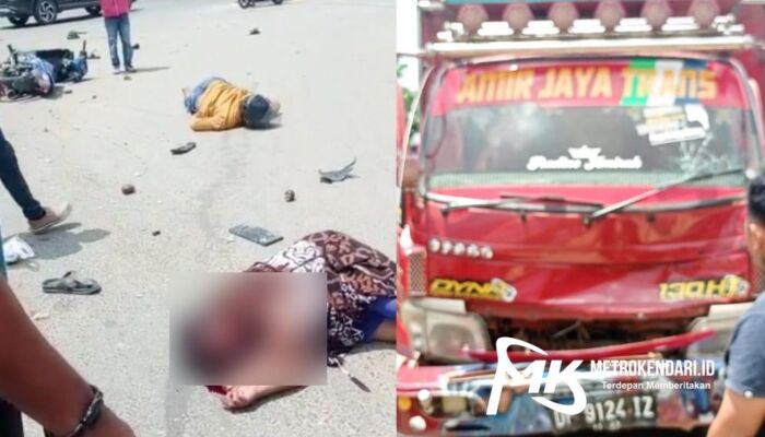 Emak-emak Kritis Ditabrak Truk Ugal-ugalan di Pasar Panjang Kendari