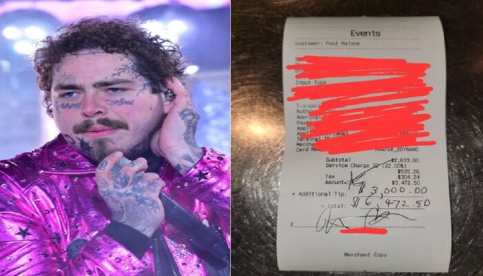 Viral! Diberi Tip Rp 46 Juta oleh Penyanyi Post Malone, Pelayan Restoren Ini Terkejut