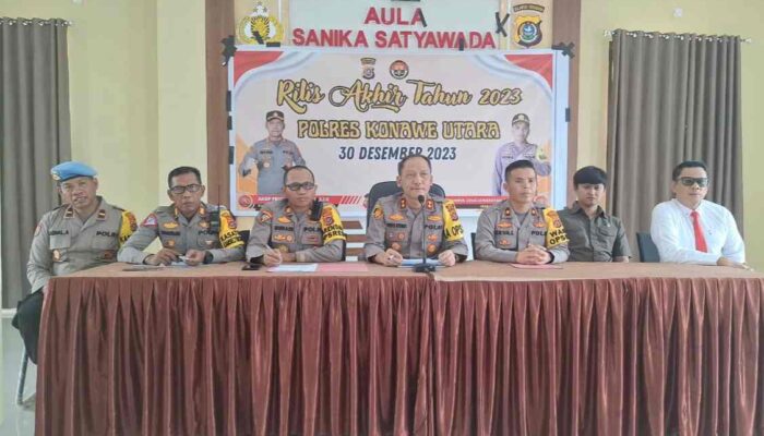 Rilis Akhir Tahun 2023, Kapolres Paparkan Capaian Kinerja Polres Konawe Utara