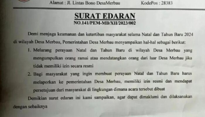 Heboh! Kades di Riau Larang Perayaan Natal dan Tahun Baru