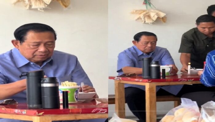 Viral! SBY Makan Pop Mie di Warung Pinggir Jalan, Momennya Menarik Perhatian Warganet