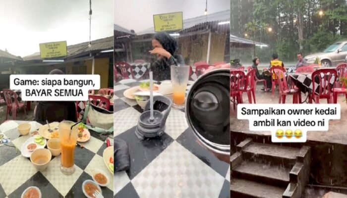 Viral! Demi Tak Bayar Makan, Sekelompok Pemuda Ini Rela Hujan-Hujanan