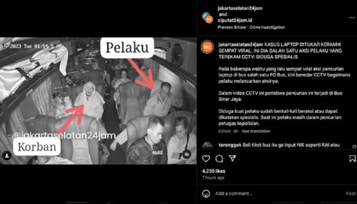 Viral! Inilah Detik-Detik Pencurian Laptop di Bus Malam Saat Korban Tertidur Pulas