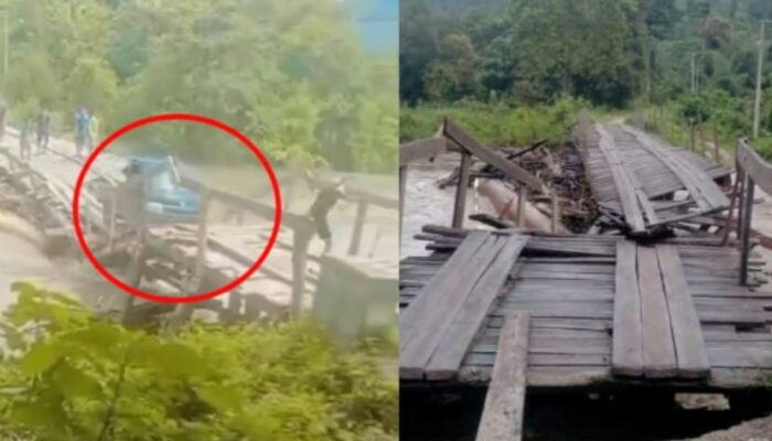 Sebuah Mobil Hanyut di Sungai Akibat Jembatan Ambruk di Koltim