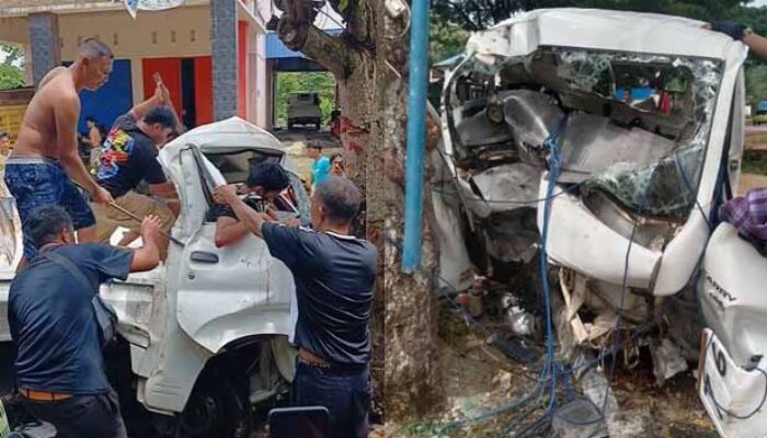 Mobil Tabrak Pohon di Jalan Poros Pondidaha Konawe, Sopir Terjepit di Ruang Kemudi