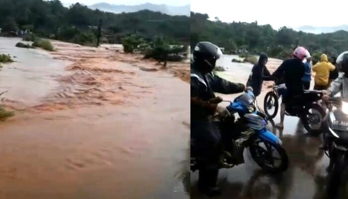 Banjir Rendam Ruas Jalan di Langgikima Konut, Lalu Lintas Lumpuh Total