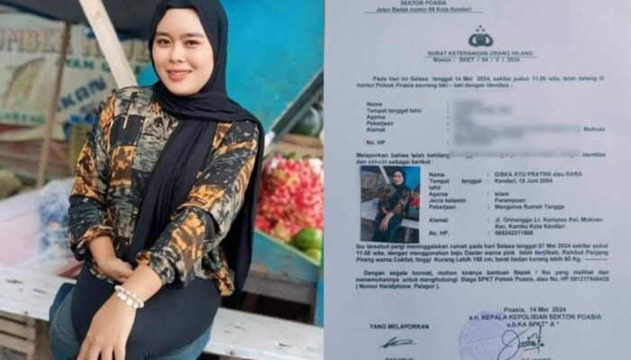 Mama Muda di Kendari Dilaporkan Hilang Usai Keluar Rumah Tak Pamit