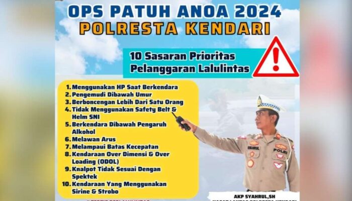 Siap-siap! Mulai 15 Juli 2024 Polresta Kendari Akan Gelar Operasi Patuh, Ini Sasarannya