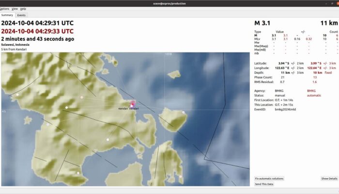 Breaking News! Wilayah Soropia Konawe Diguncang Gempa Bumi 3.1 SR