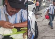 Mulia! Polisi Ini Traktir Makan Penjual Boneka yang Dagangannya Belum Laku